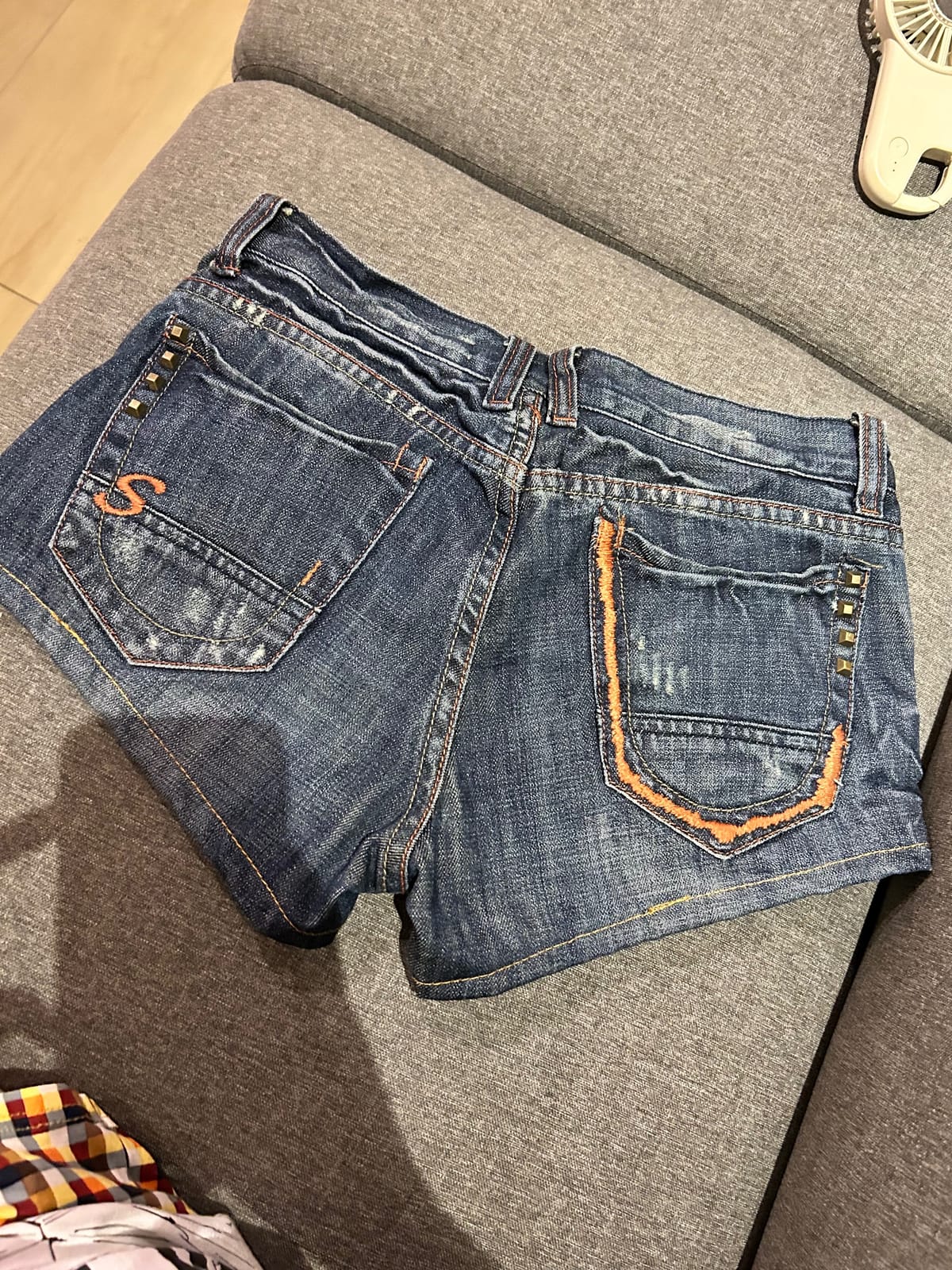 Brandnew vintage low waist demin shorts 2000’s dark blue y2k - Photo 2