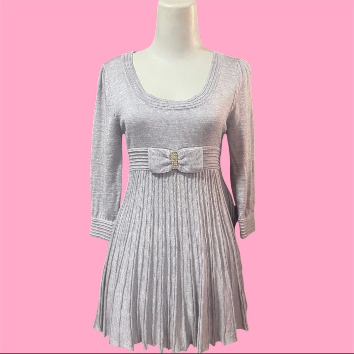 ✨ Gyaru Babydoll Knitted Dress w/ Bow Detail ✨
