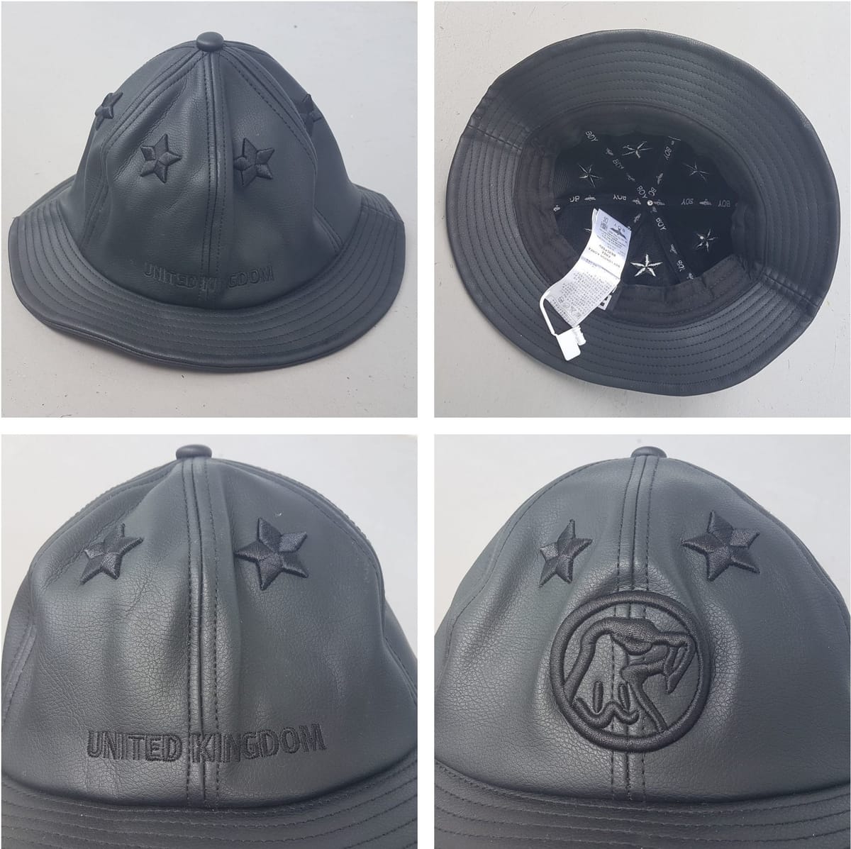 Luxury BOY LONDON Bucket Hat, UNITED KINGDOM, STAR Motif, Cool Black Leather Hat, Shadow Hat, Sleek Model, Urban Style, Sophistication, Timeless Appeal, Hip Hop, Rock Star, Sporty Top, Sailing, Boat, Yacht, Racing, Road Trip, Summer Holiday, Pop Culture - Photo 10