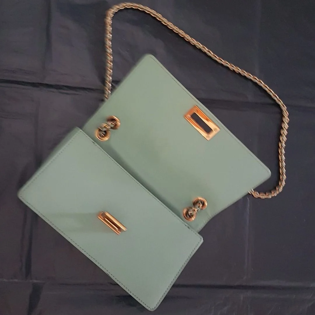 CHARLES & KEITH Handbag, Wallet on Chain Design, Cosmopolitan, Metal Flap Shoulder Bag, Cool Cross Body, Chic Mint Green Model, Sleek Chain Sling - Photo 4