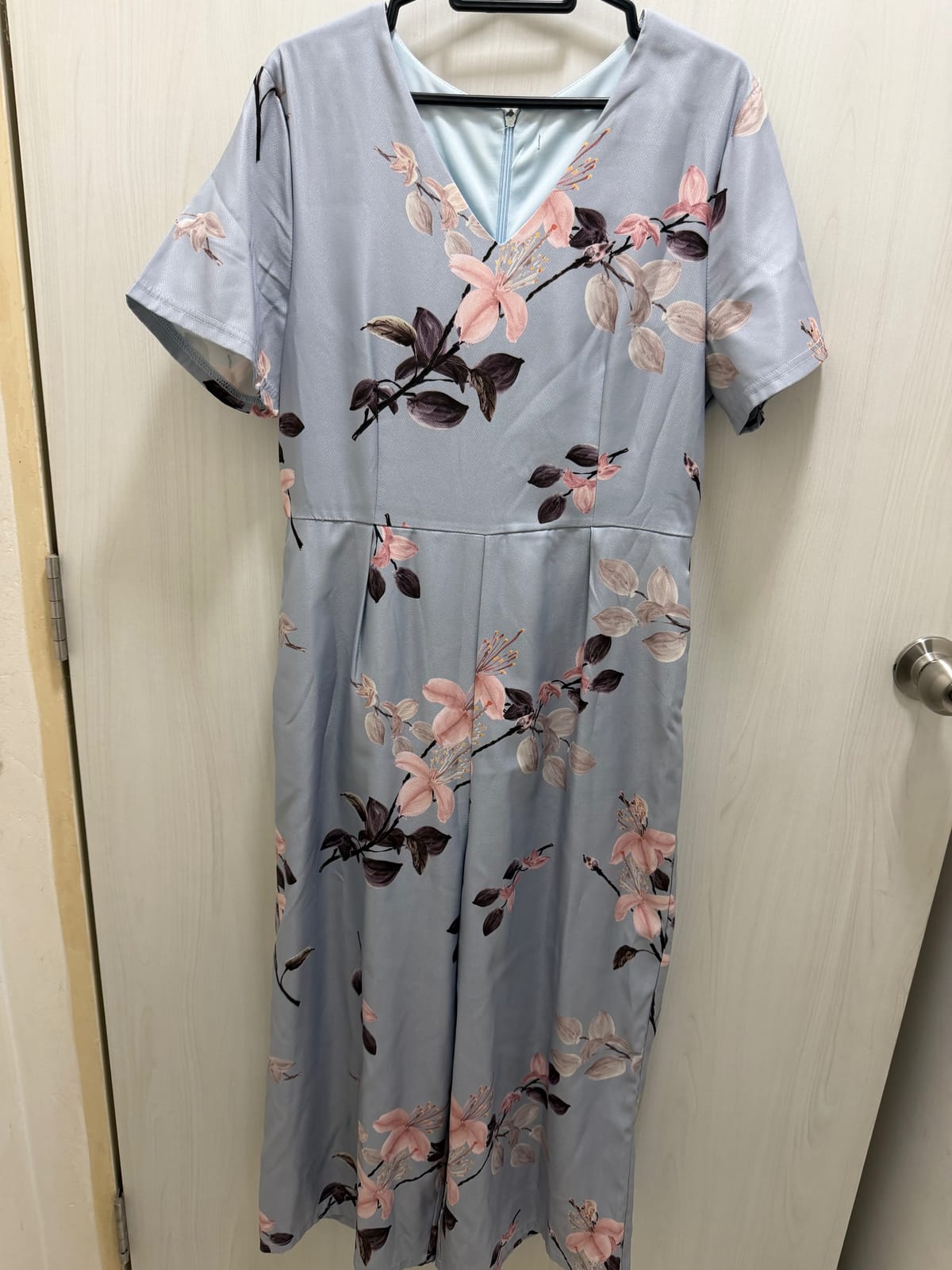 Floral Pastel Blue Midi Jumpsuit