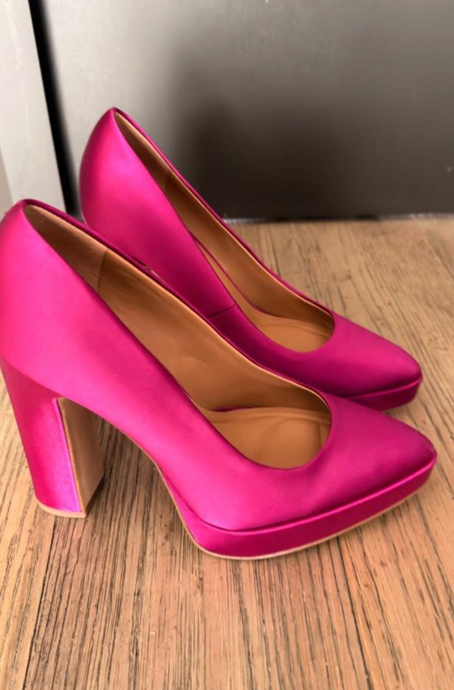 Jessica Simpson Hot Pink Satin Block Heels (Jessica Simpson)