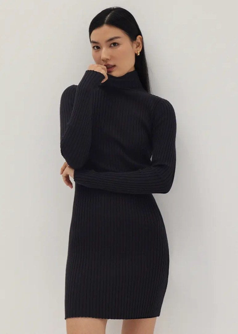 Love Bonito Shaina Knit Bodycon Dress in Black in Size XS