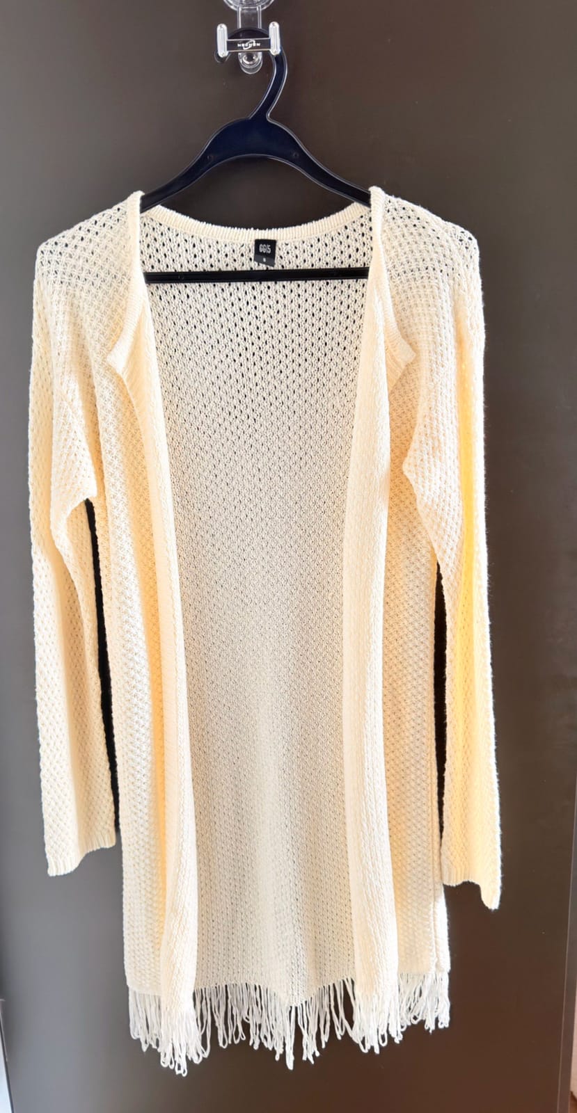 Chic Beige Knit Cardigan with Fringe