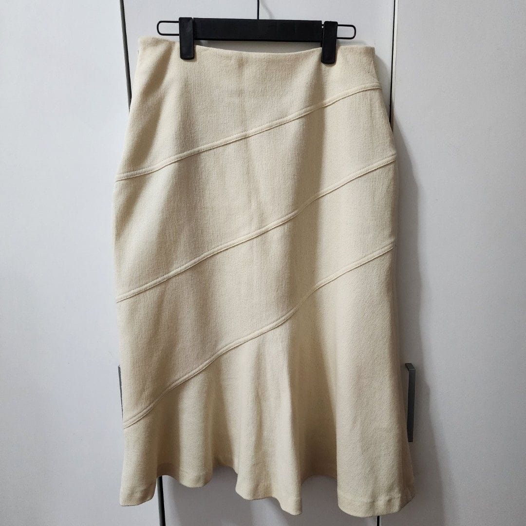 Clothing Japan Cute Asymmetrical Beige Wool Midi Skirt 😍 - Photo 2