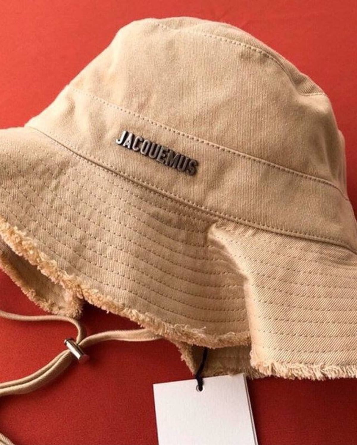 Jacquemus Beige Bucket Hat with Frayed Edges