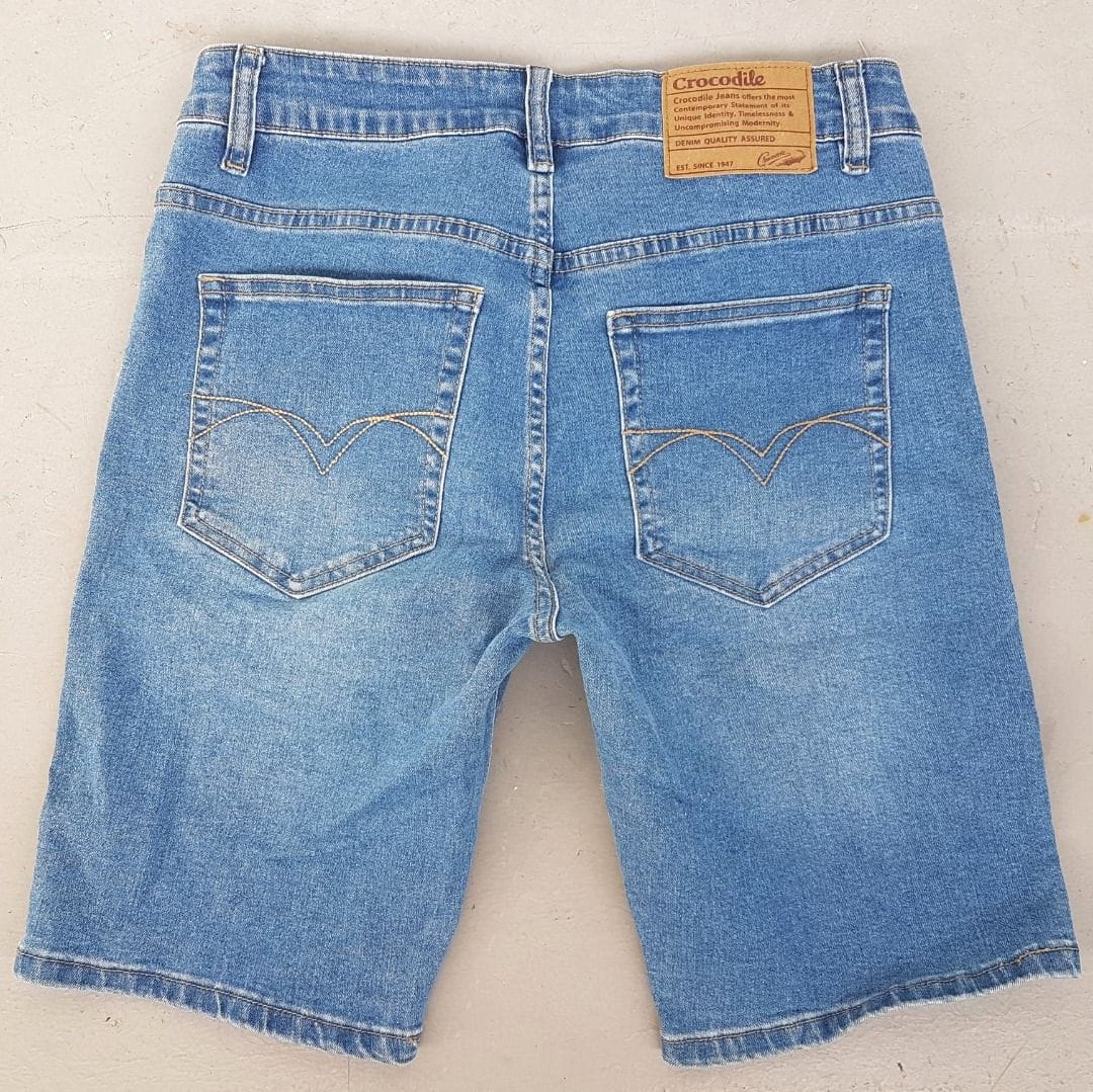 Crocodile Denim Shorts - Casual & Comfy Vibes (S) - Photo 2