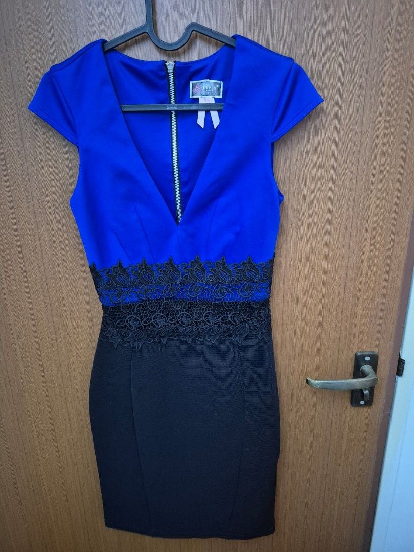 Chic Lipsy London Blue & Black Dress - UK 6