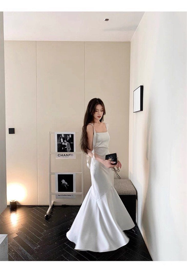 Butyou White Satin Fishtail Dress - Elegant Vibes ✨ - Photo 7