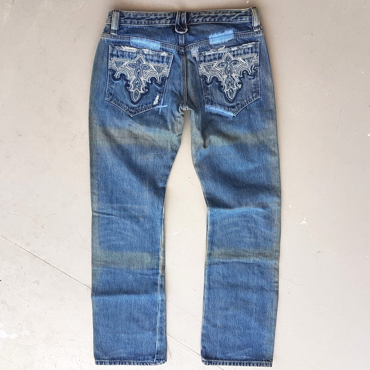 ANTIK Vintage ANTIK Denim Jeans, Made in USA, Cool Distressed Patchwork Bottoms, Size 28, Cosmopolitan, Unique Custom Handmade Designer Wear, Sophistication, Nostalgic Appeal, Retro Pants, Timeless Classic, Luxury Living, Pop Culture, Cult Street Fashion - Photo 2