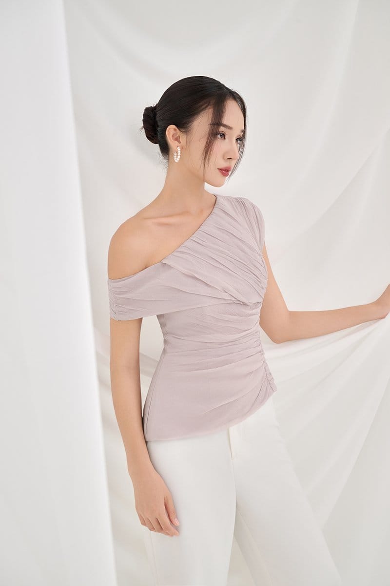 Chello Chello Blythe Padded Asymmetrical Structured Top in Smoky Mauve - Photo 2