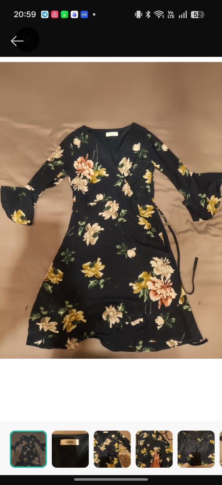 Jodie's Elegant Navy Floral Dress with Flutter Sleeves
