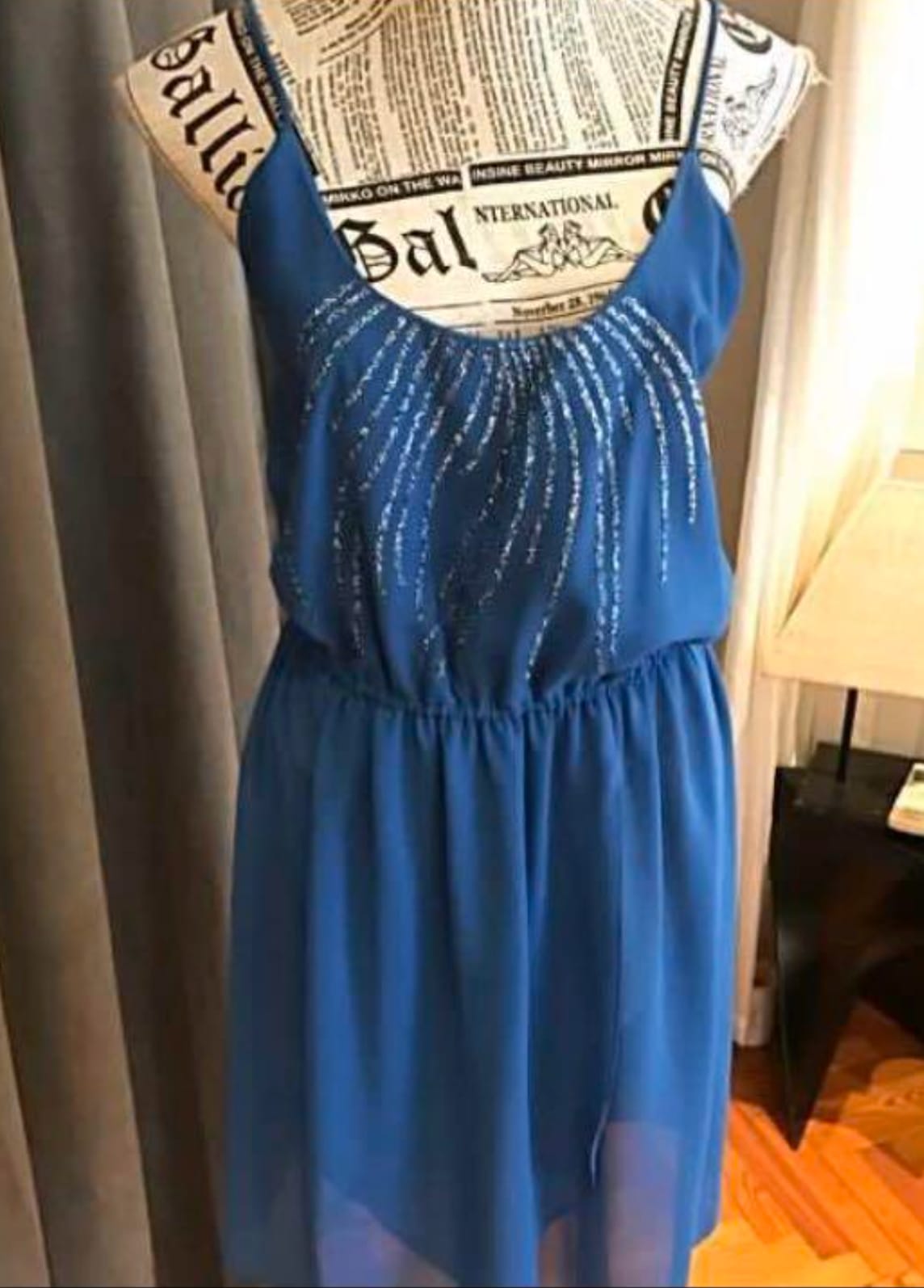 Chic Blue Embellished Dress