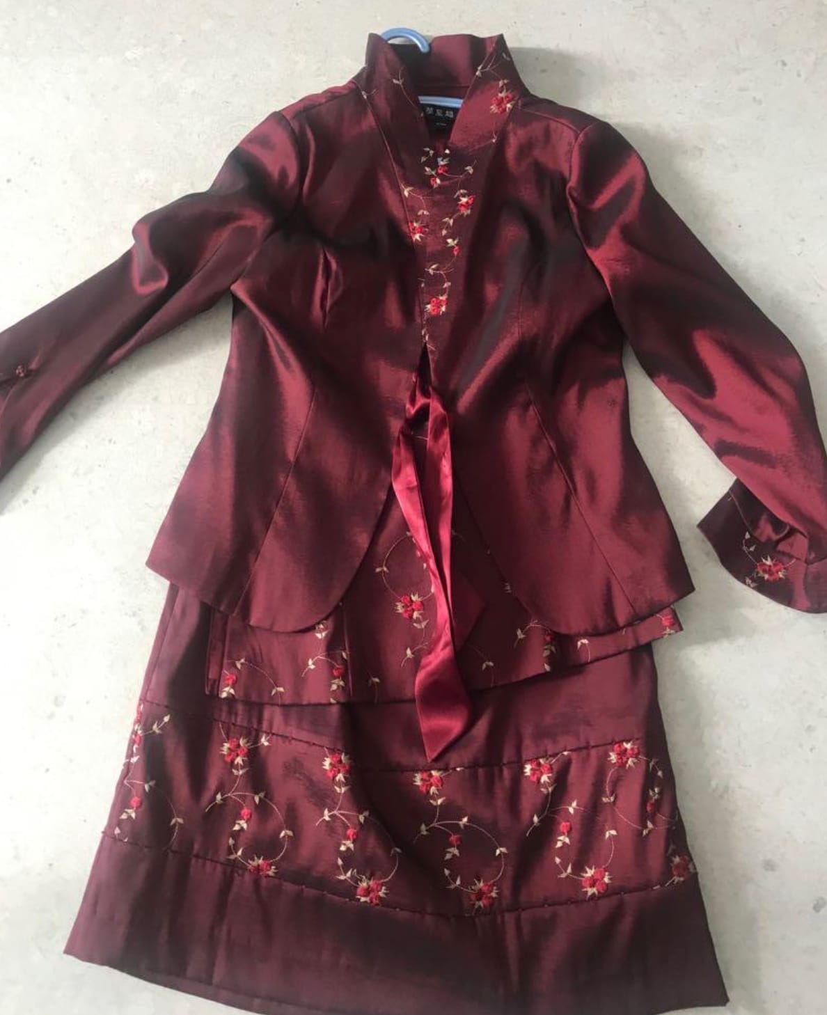 Elegant Burgundy Embroidered Two-Piece Set