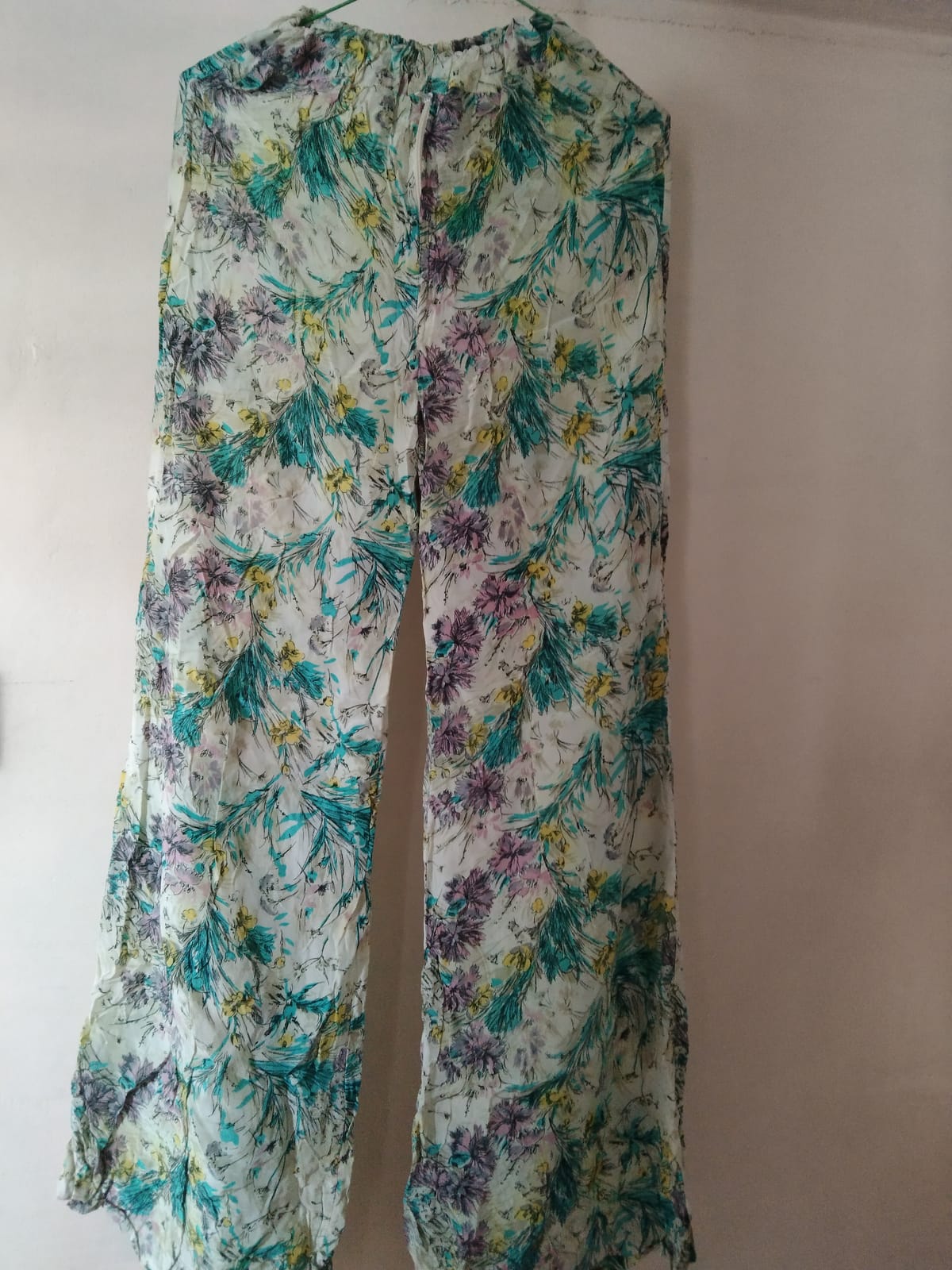 Flowy Floral Mesh Wide-Leg Pants