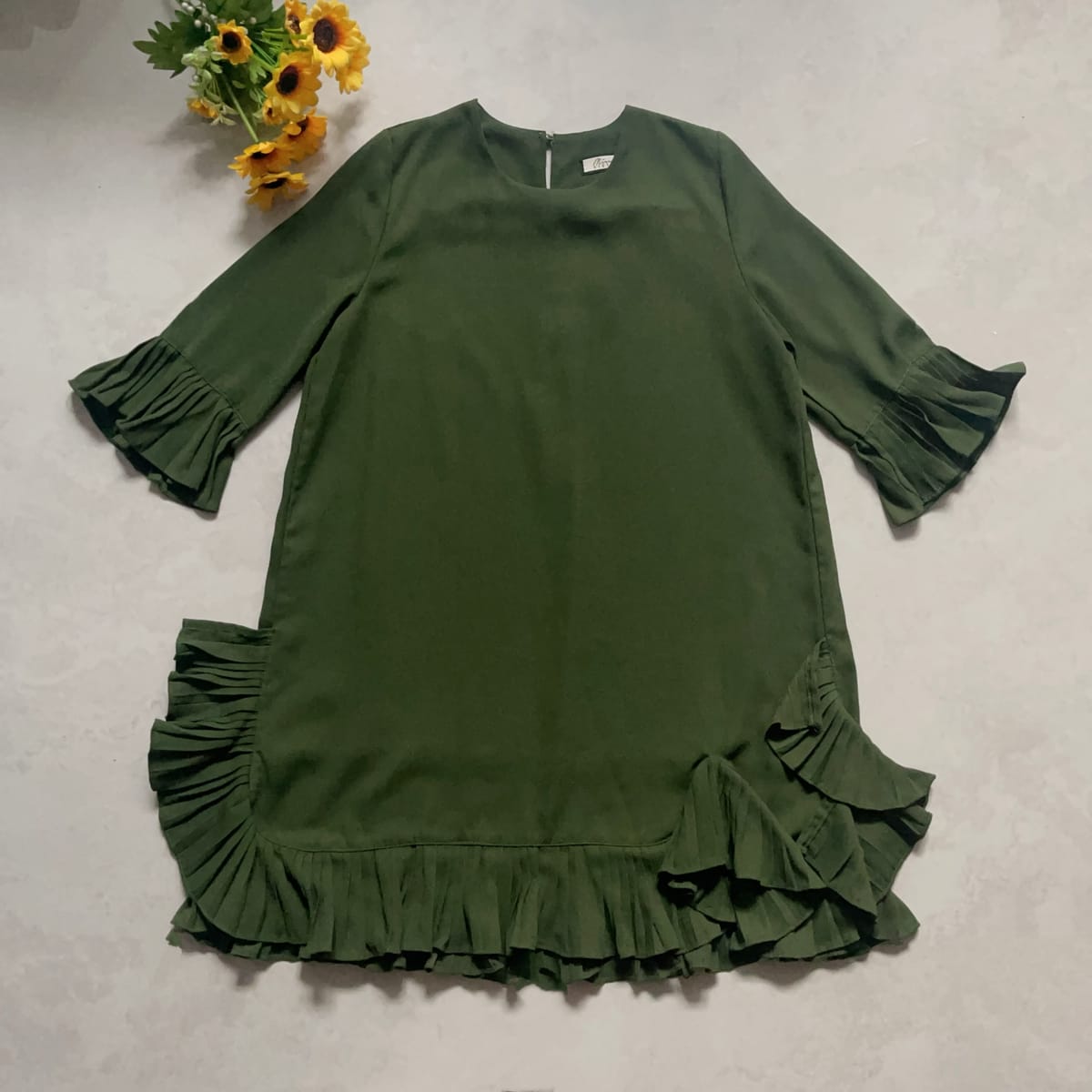Mirror Sister Forest Green Ruffle Dress - Photo 2
