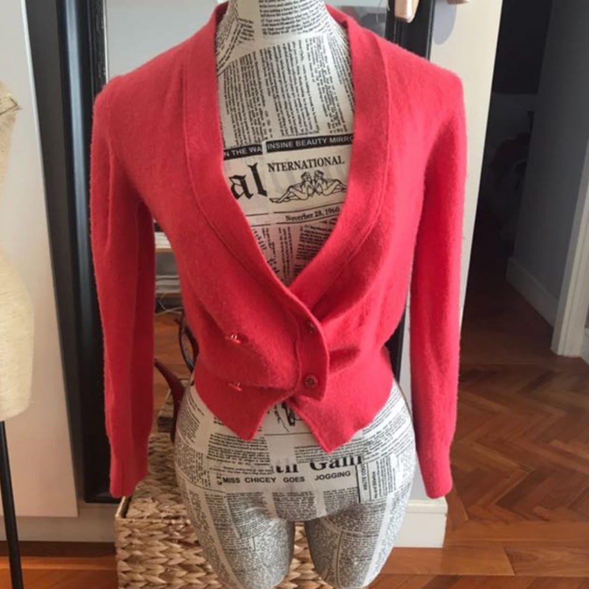Chic Coral Cardigan - Designer and made of wool