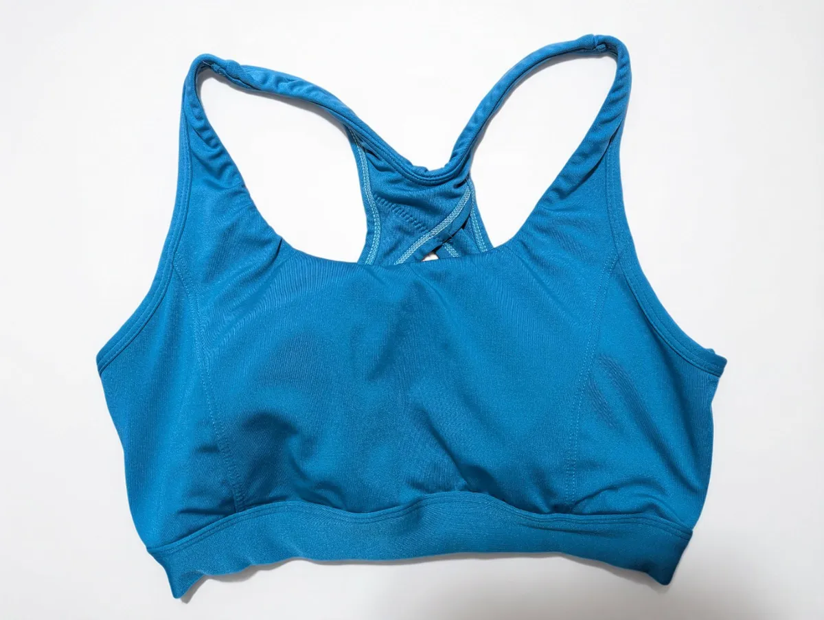 Women Blue Sports Bra Padded Top Breathable Running Yoga