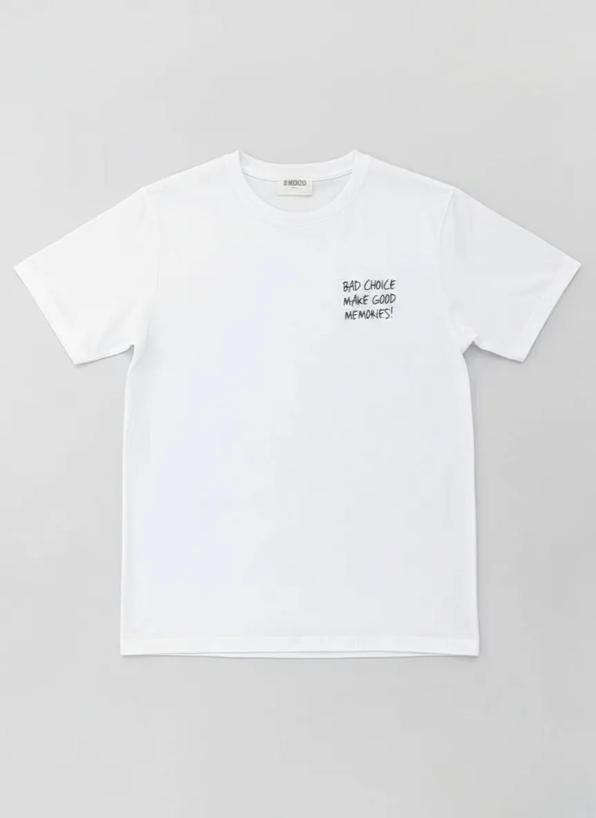 White Letter Printed Word Casual Basic Round Neck Top Short Sleeve T-Shirt Shirt