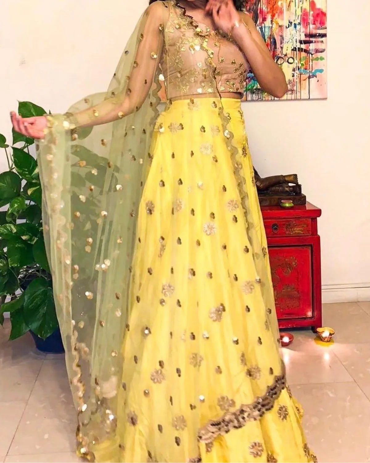 Gorgeous Yellow Embroidered Lehenga