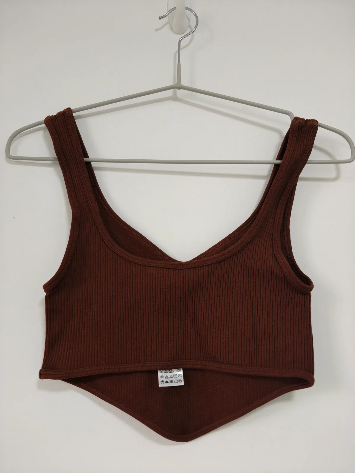Zara Chic Ribbed Brown Crop Top - Photo 2