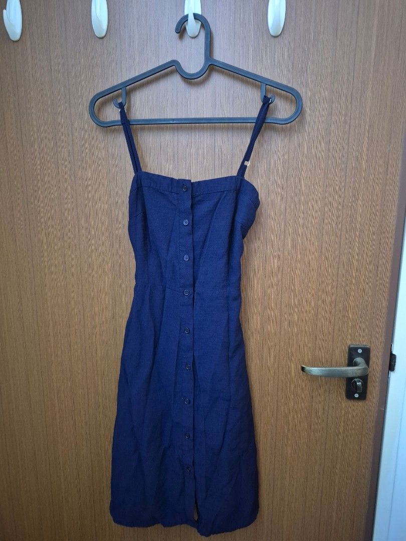Chic Navy Button-Down Dress - Size S