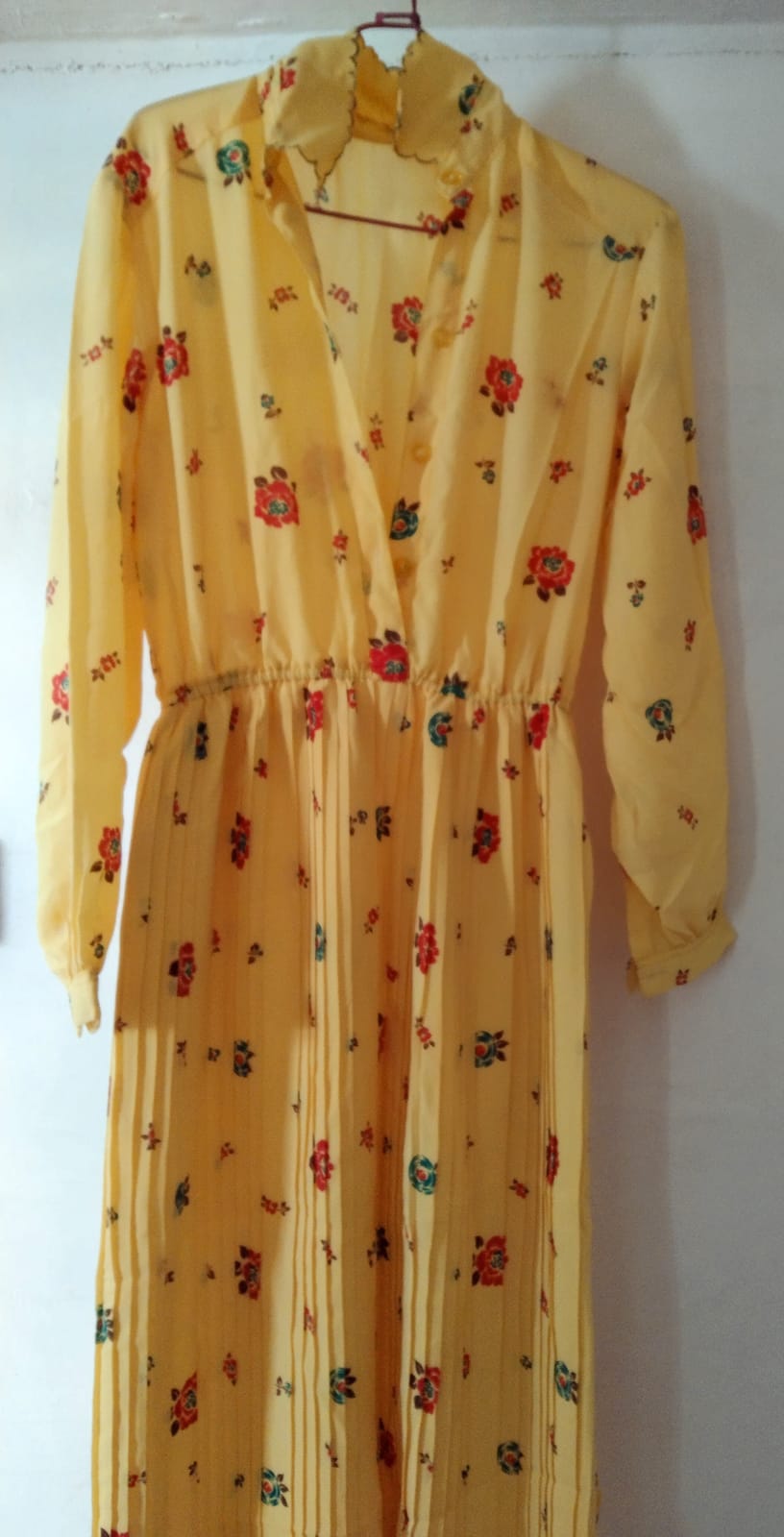 Vintage Floral Yellow Maxi Dress