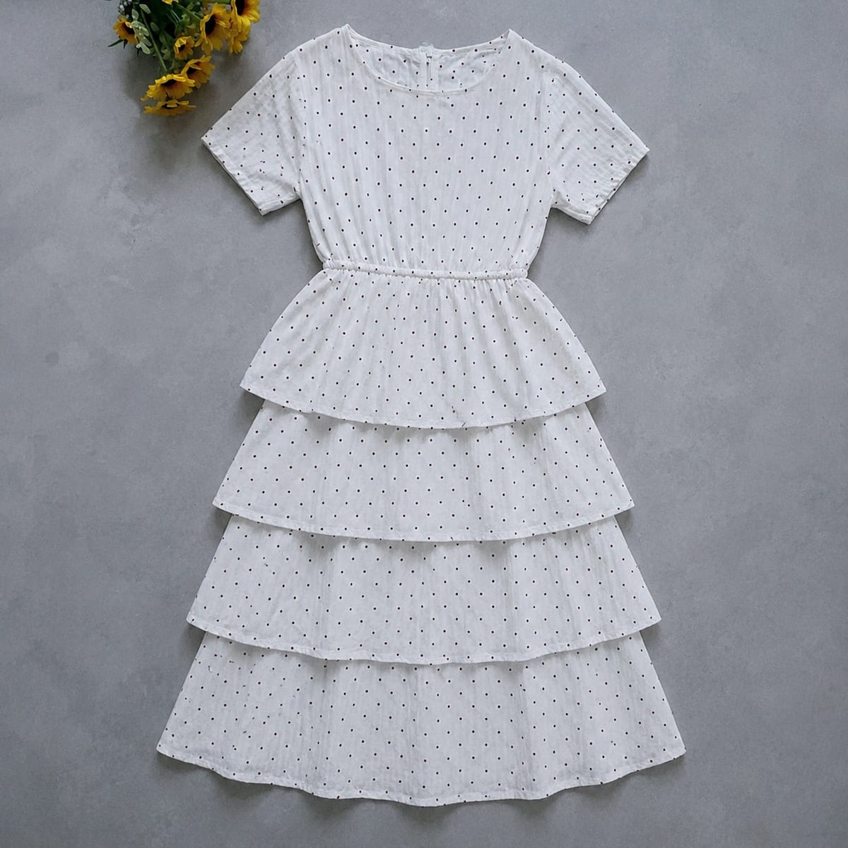 Chic Tiered Polka Dot Midi Dress - Photo 2