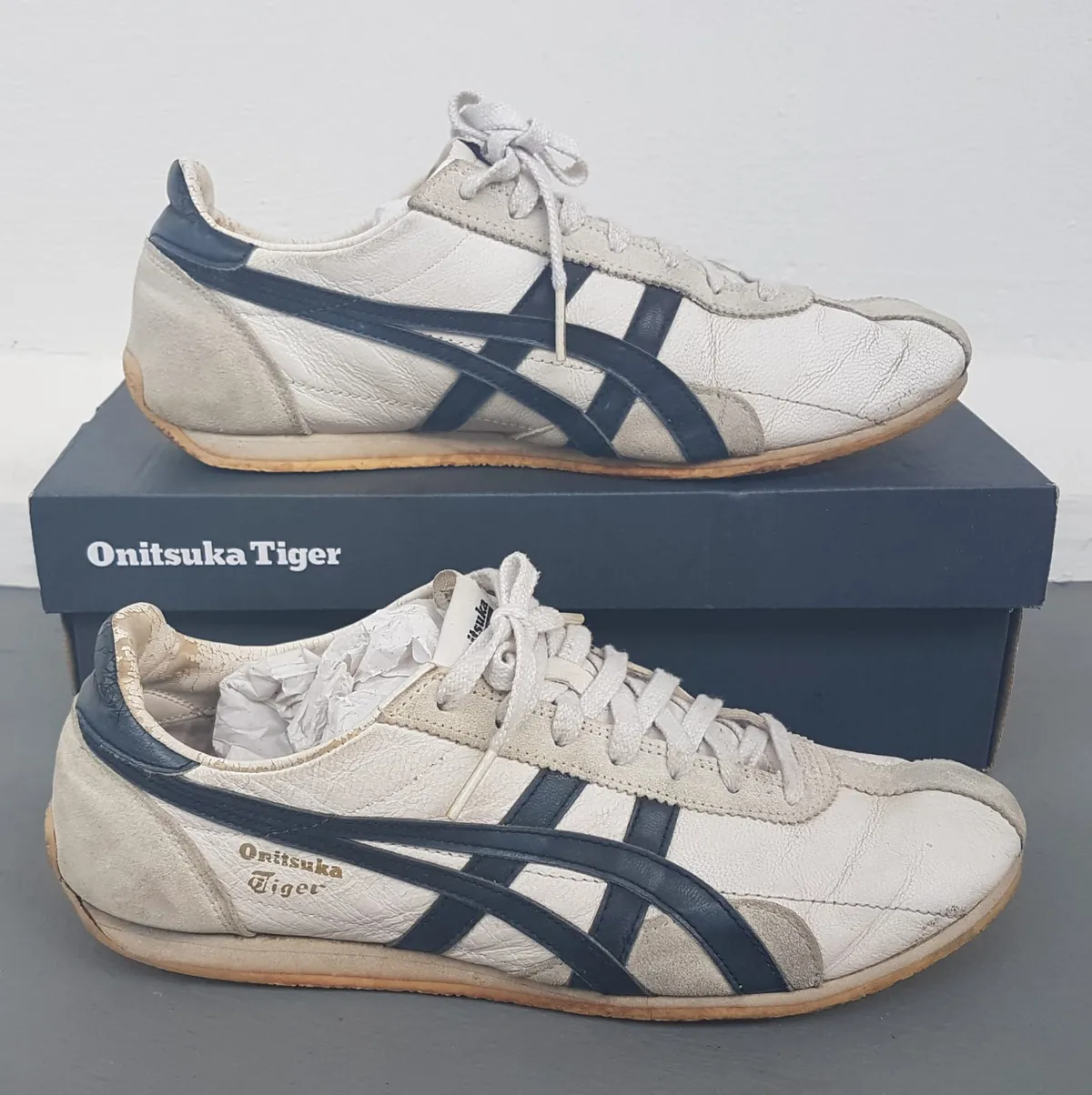 Onitsuka Tiger Onitsuka Tiger Sneakers, RUNSPARK Model, US 7.5, EU 40.5, CM 25.5, Low Top Shoes in White Cream, Blue Onitsuka Tiger Stripes, JAPAN, Cosmopolitan, Cult Street Fashion, Everyday Footwear, Pop Culture, Sophistication, Streetwise, Roadster - Photo 8