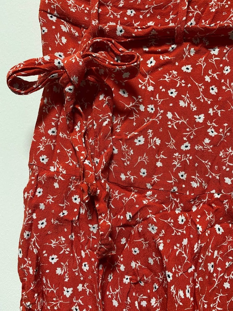 Zara ZARA Red Floral Frill Skorts With Tie Detail (S) - Photo 3