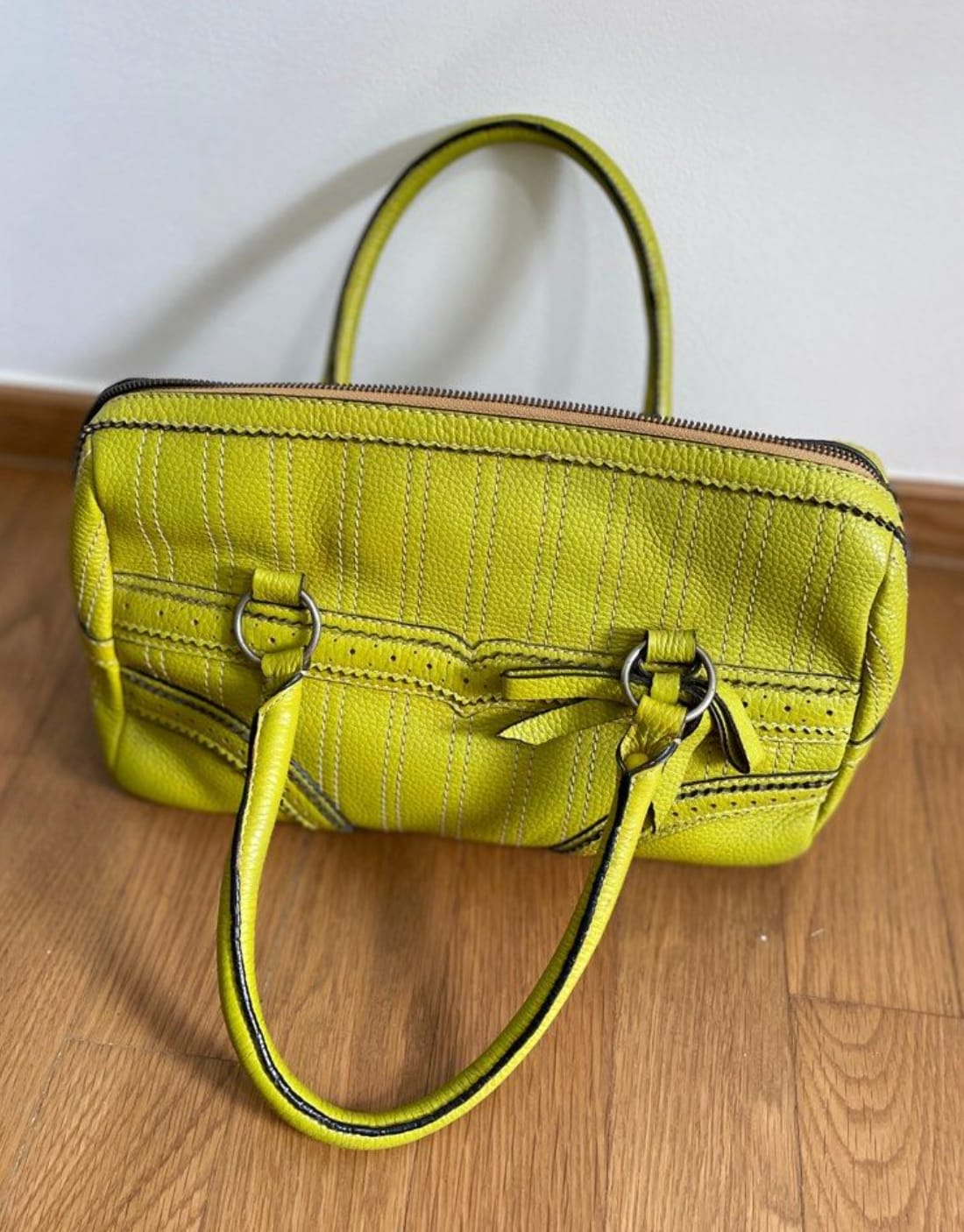 Vibrant Yellow Structured Handbag - Miu Miu