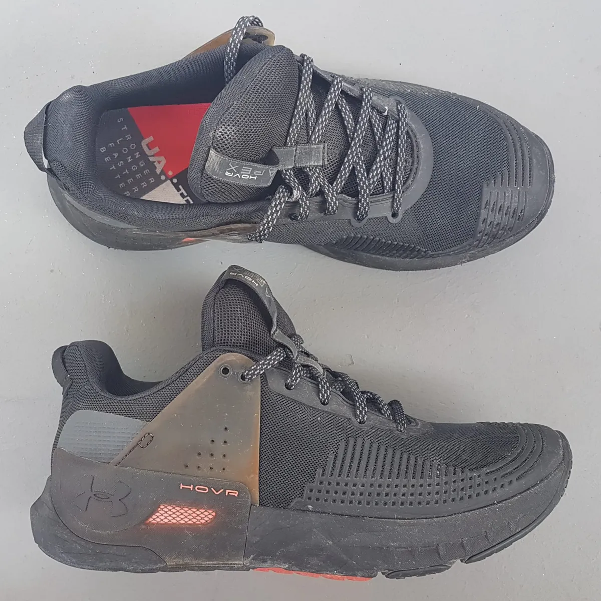 UNDER ARMOUR Original UA HOVR™ Apex Training Shoes, US 10, UK 9, EUR 44, CM 28, UA Black Sneakers, Orange Accents, Cosmopolitan, Versatile Cross Trainer, Urban Style, Soft Running Cushioning, Weightlifting Stability, Timeless Appeal, Pop Culture, Cult Street Fashion - Photo 7