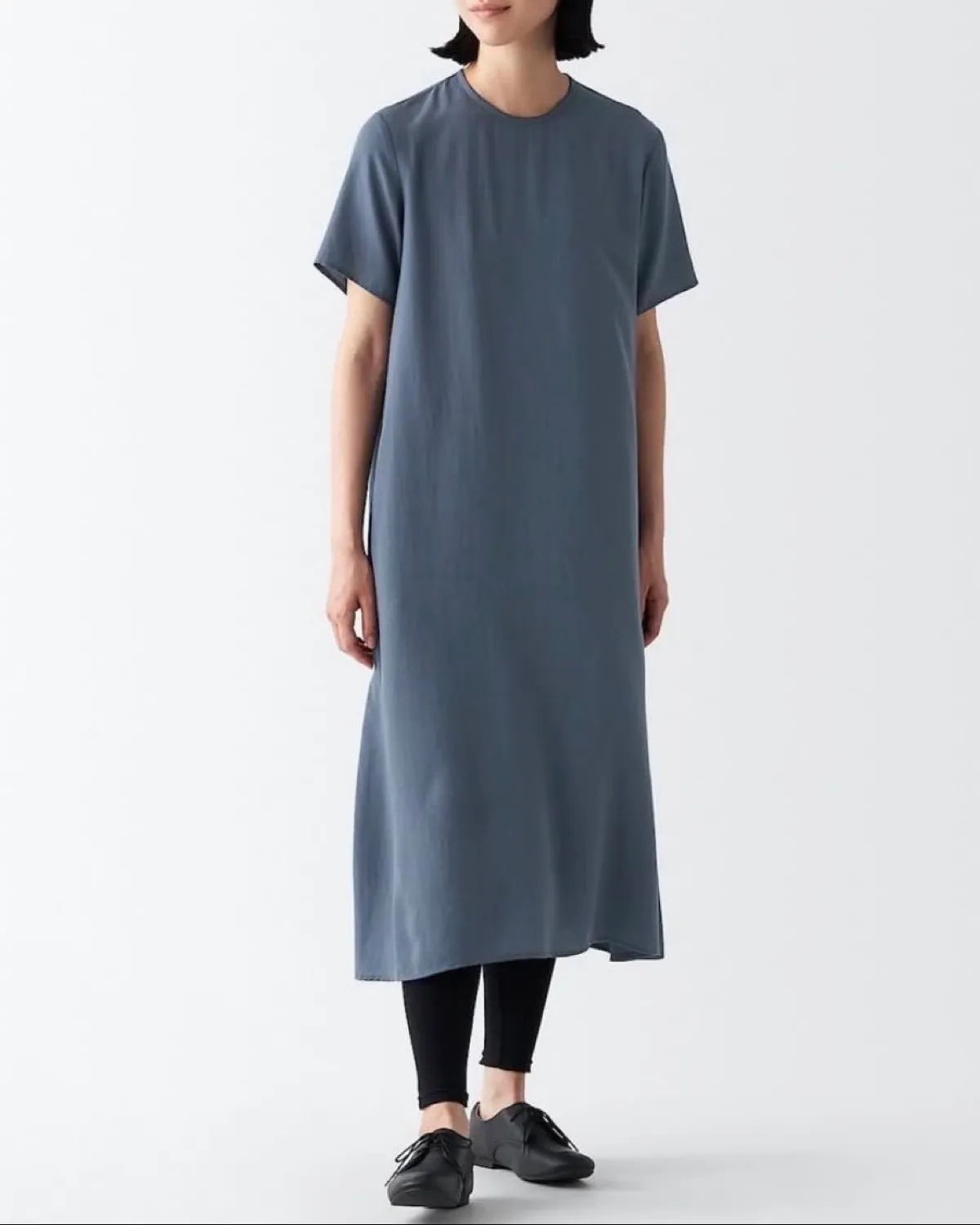 Muji Lyocell Blend Short Sleeve Dress - Photo 3