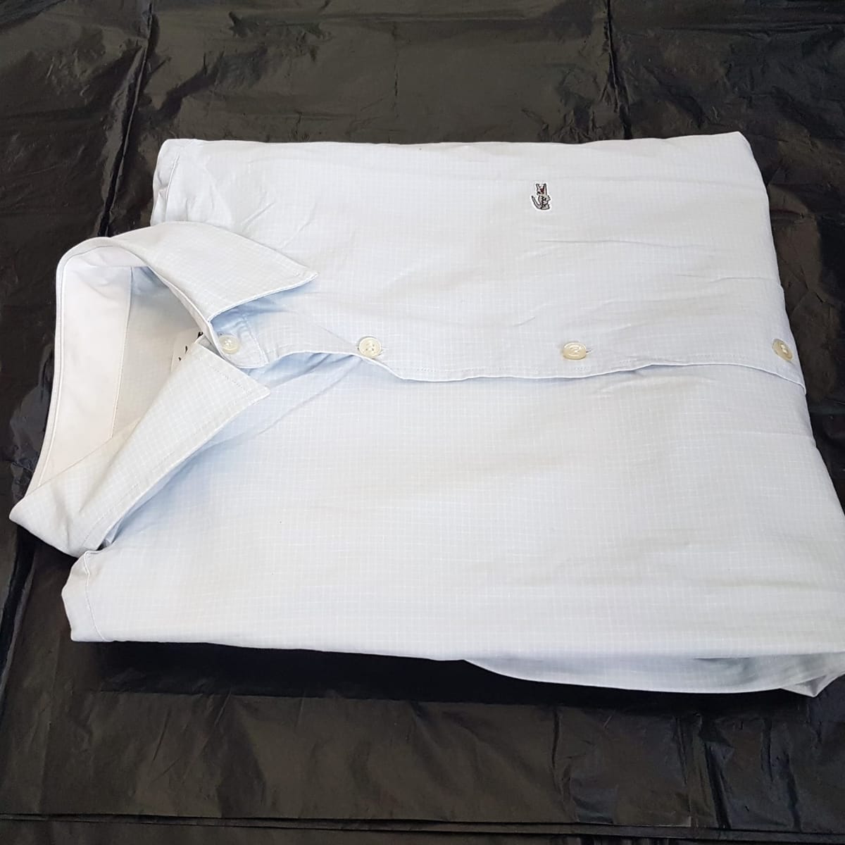 Lacoste Original LACOSTE Smart Dress Shirt, Checker Blue & White Designer Shirt, Lacoste Logo, Cosmopolitan, Paris, FRANCE, Sleek 7 Buttons Long Sleeve Shirt, 40 MEDIUM Top, Regular Fit, Luxury Lifestyle, Timeless Appeal, Urban Style, Sophistication, Pop Culture - Photo 6