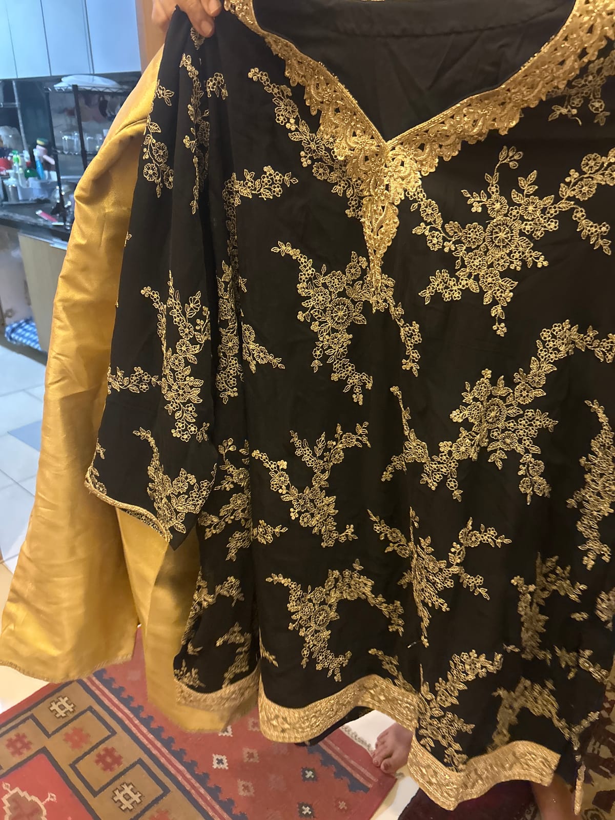 Elegant Black & Gold Embroidered Traditional Kurta