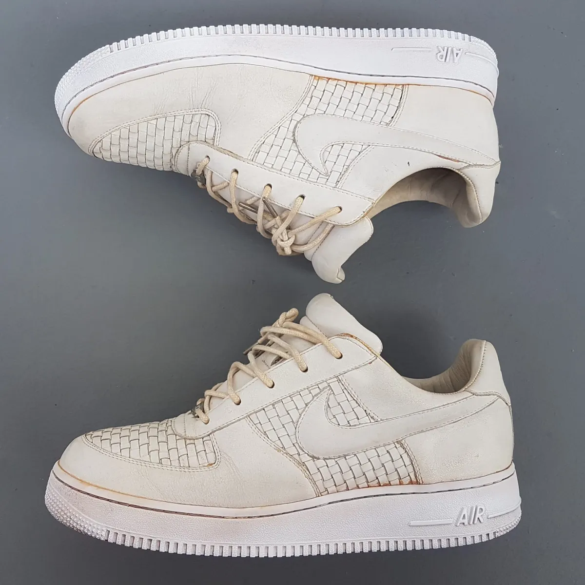 Nike Retro NIKE Air Force 1 Lux Low Shoes, Vintage 2003 Sneakers, US 10, UK 9, EU 44.5, CM 28, Made in ITALY, Cosmopolitan, OFF-WHITE Italian Leather Woven Shoes, Timeless AF1 Design, Sophistication, Pop Culture, Hip Hop, Rock Star, Cult Street Fashion - Photo 5