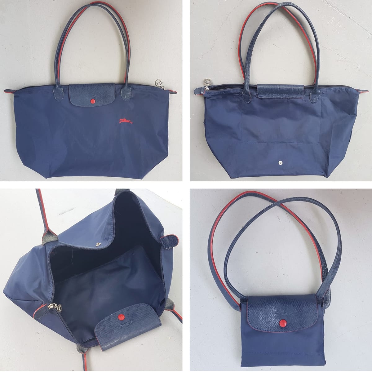 Original Longchamp Navy Blue Tote Bag, Modele Depose, LONG CHAMP LE PLIAGE Shopping, Cosmopolitan, Haute Couture, Luxury Tote Canvas Designer Bag, Sleek Leather Handle, Cross Body, Sling, Hand Carry, Sophistication, Urban Style, Your Everyday Bag