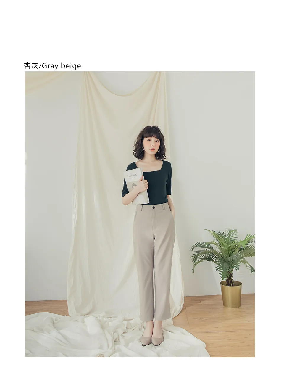 OB Design OB DESIGN Solid Color Wrinkle-Resistant Suit Wide Leg Trousers Long Formal Work Pants - Photo 2