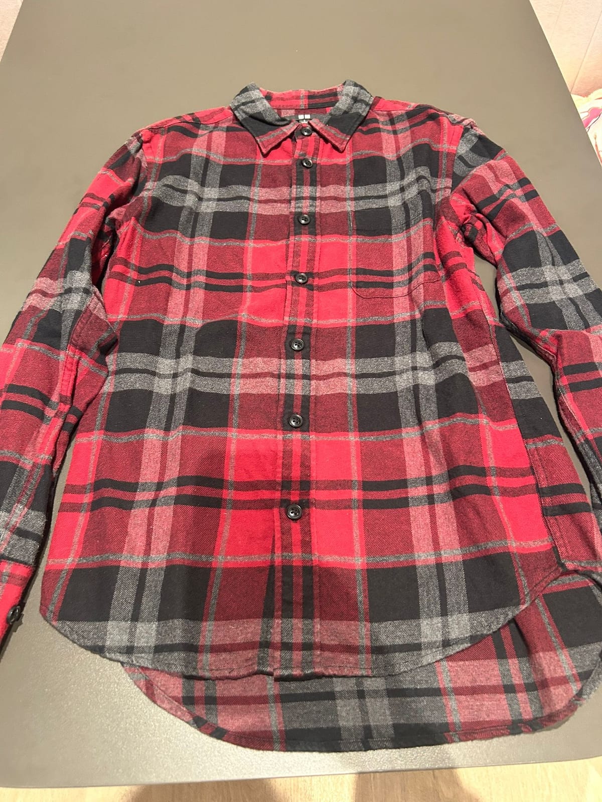 Red Plaid Button-Up Shirt