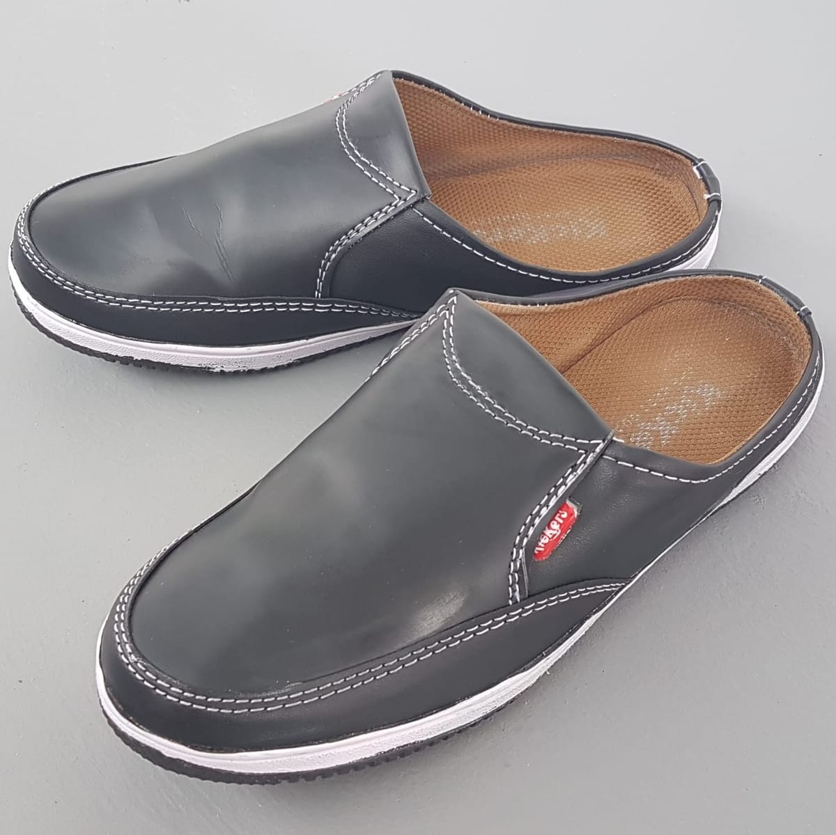 KICKERS Original KICKERS Loafers, FRANCE, Cool Mules, Black Sliders, White Contrast Stitching, Moccasins, Cosmopolitan, EU 42, US 9, UK 8, Continental, Designer Covered Shoes, Comfortable Flat, Slip-On, Urban Style, Timeless Appeal, Pop Culture - Photo 5