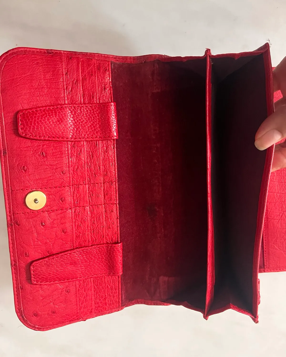 LEONE Genuine Red Ostrich leather luxury purse - Photo 5