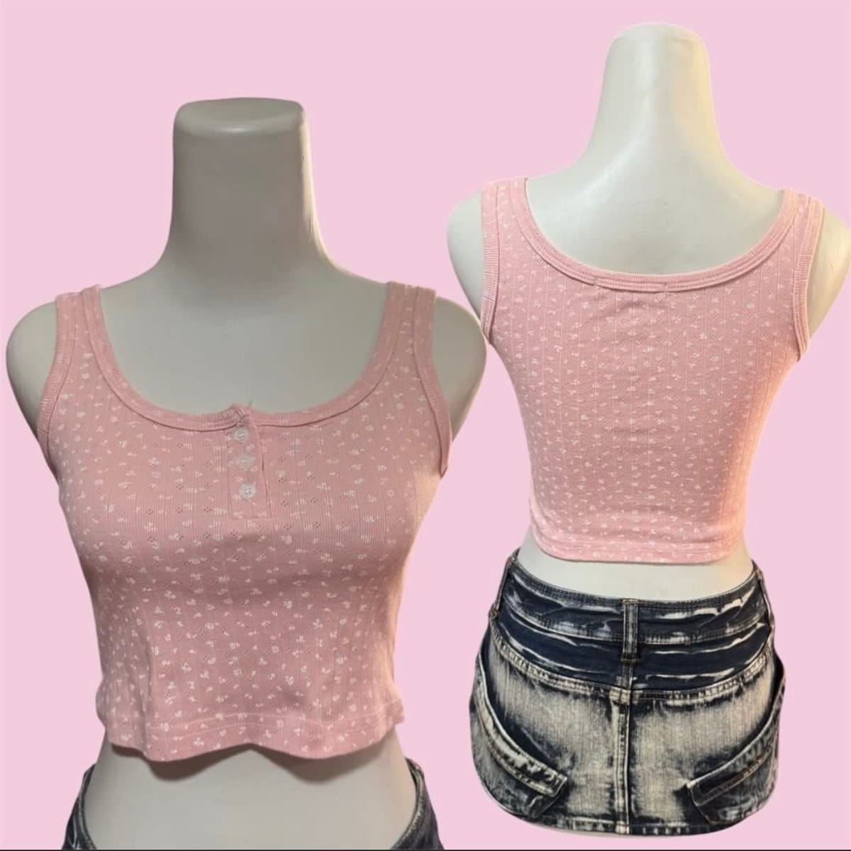 Siwashop Cute Y2K Pink Floral Tank Top 🌸 - Photo 2