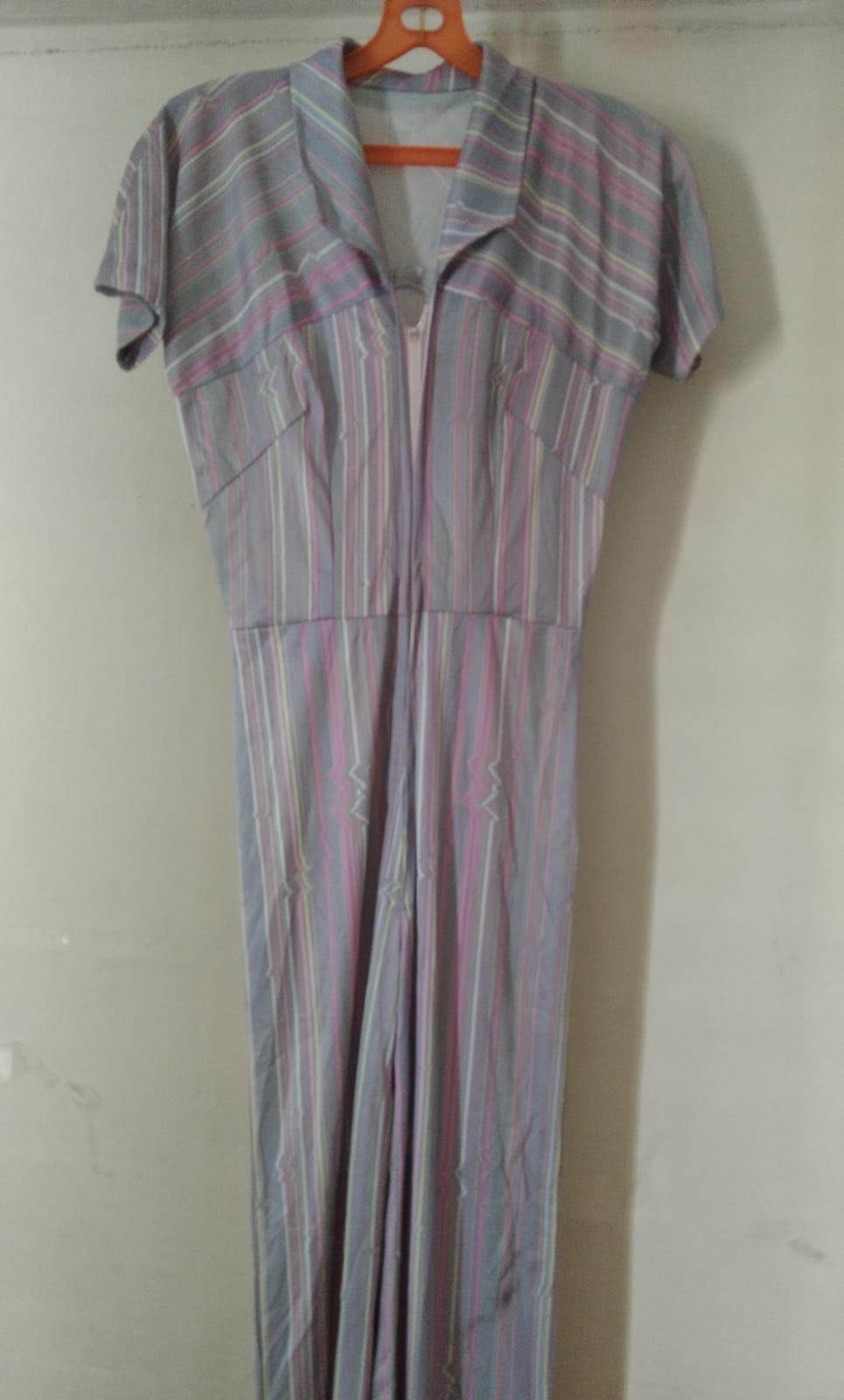 Retro Striped Full-Length Jumpsuit