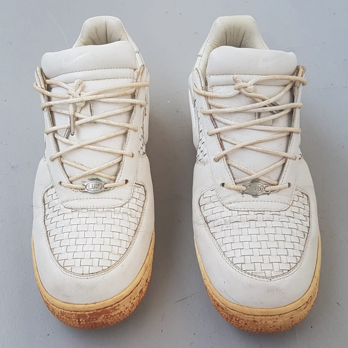 Nike Retro 2003 NIKE Air Force 1 Lux Low Woven Sneakers, Cool WHITE Italian Leather Shoes, Cosmopolitan, US 10, UK 9, EU 44.5, CM 28, Made in ITALY, Sleek AF1 Design, Sophistication, Timeless Appeal, Geek, Pop Culture, Hip Hop, Rock Star, Urban Style, Streetwise - Photo 7