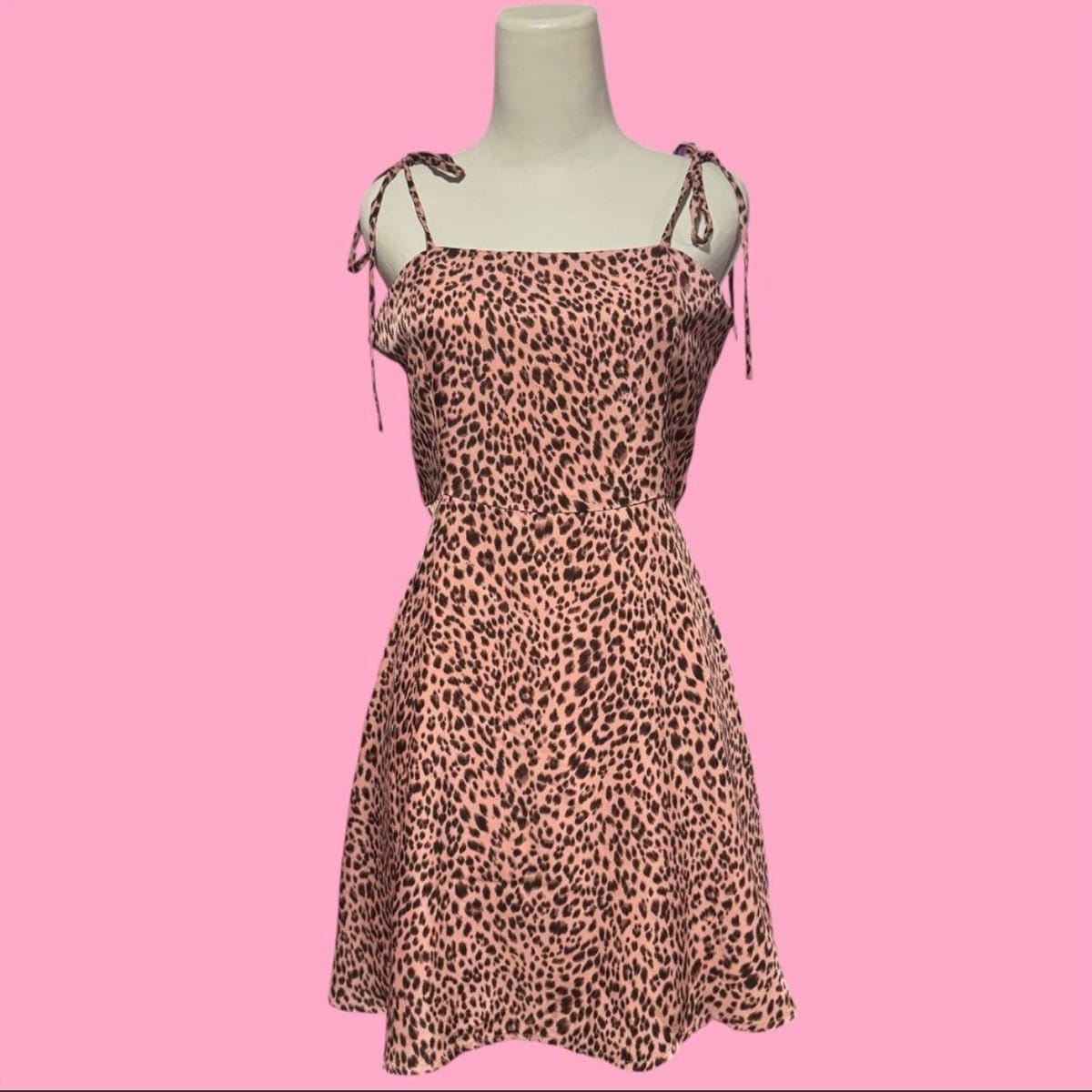 Pomelo Leopard Print Tie-Strap Summer Dress