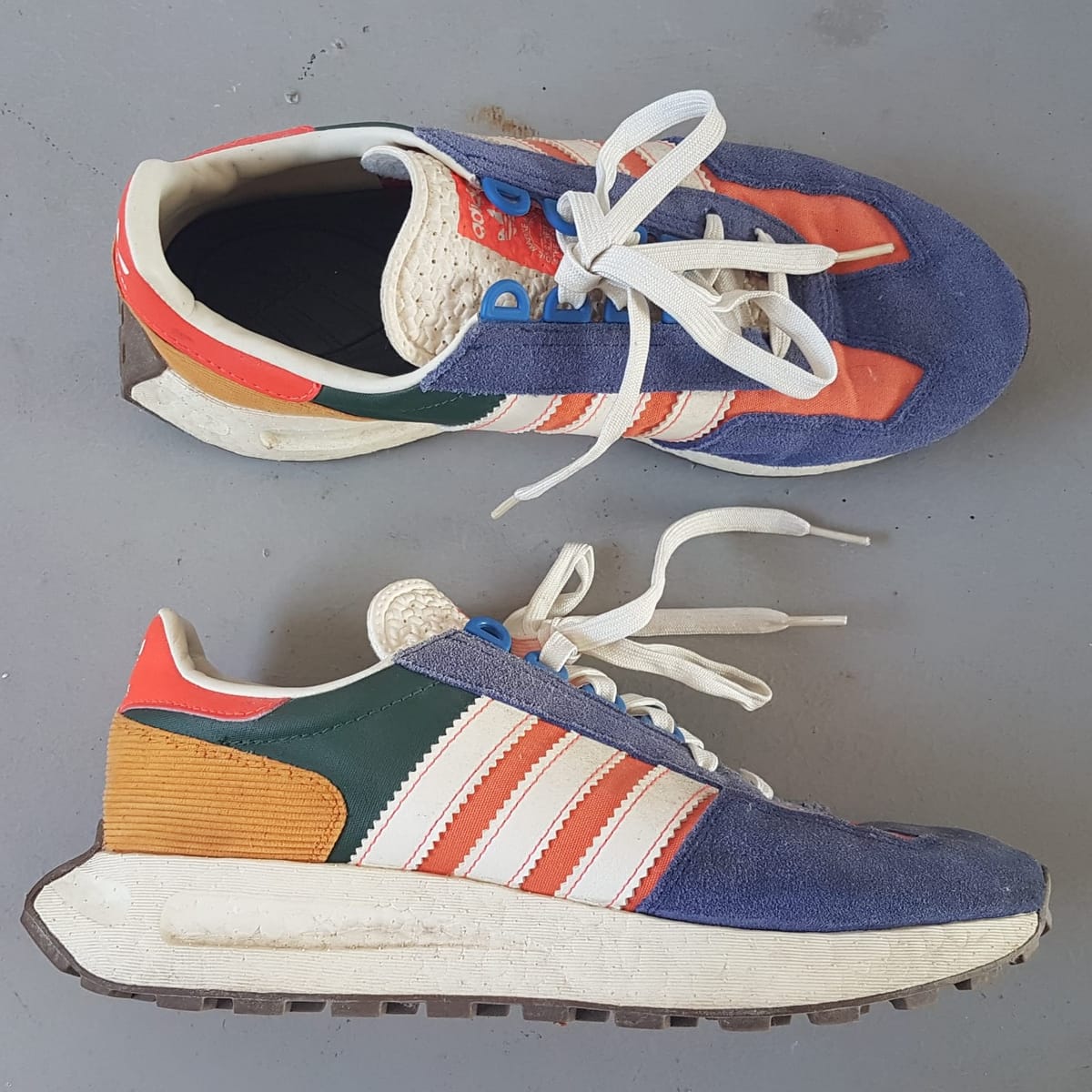 Adidas Retro Adidas RETROPY E5 Racing Boost Sneakers, Multicolor Running Shoes, Cosmopolitan, Blue, White, Orange, US 9, UK 8.5, EU 42.5, JP 270, Sleek Design, Streetwise, Sophistication, Timeless Appeal, Pop Culture, Hip Hop, Rock Star, Urban Style - Photo 8