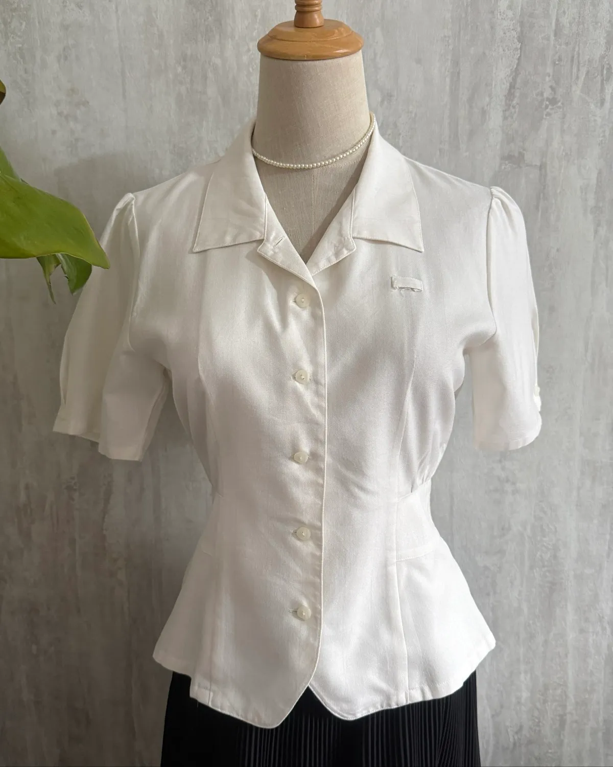 Vintage White Button-Up Blouse