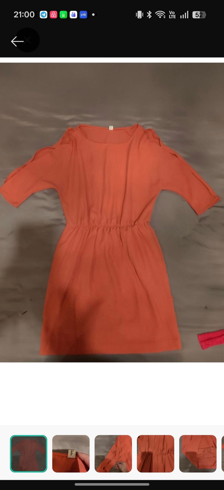 Rust Orange Cinched Waist Dress