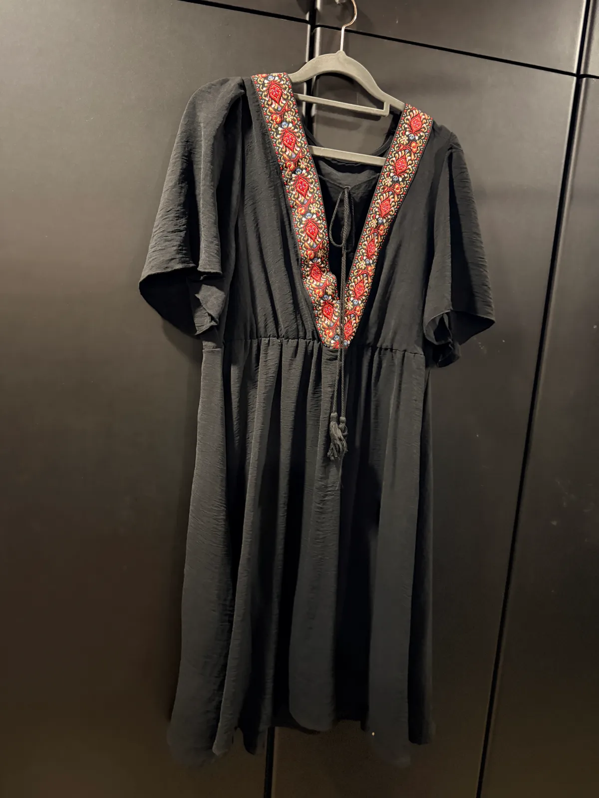 Boho Chic Black Embroidered Dress