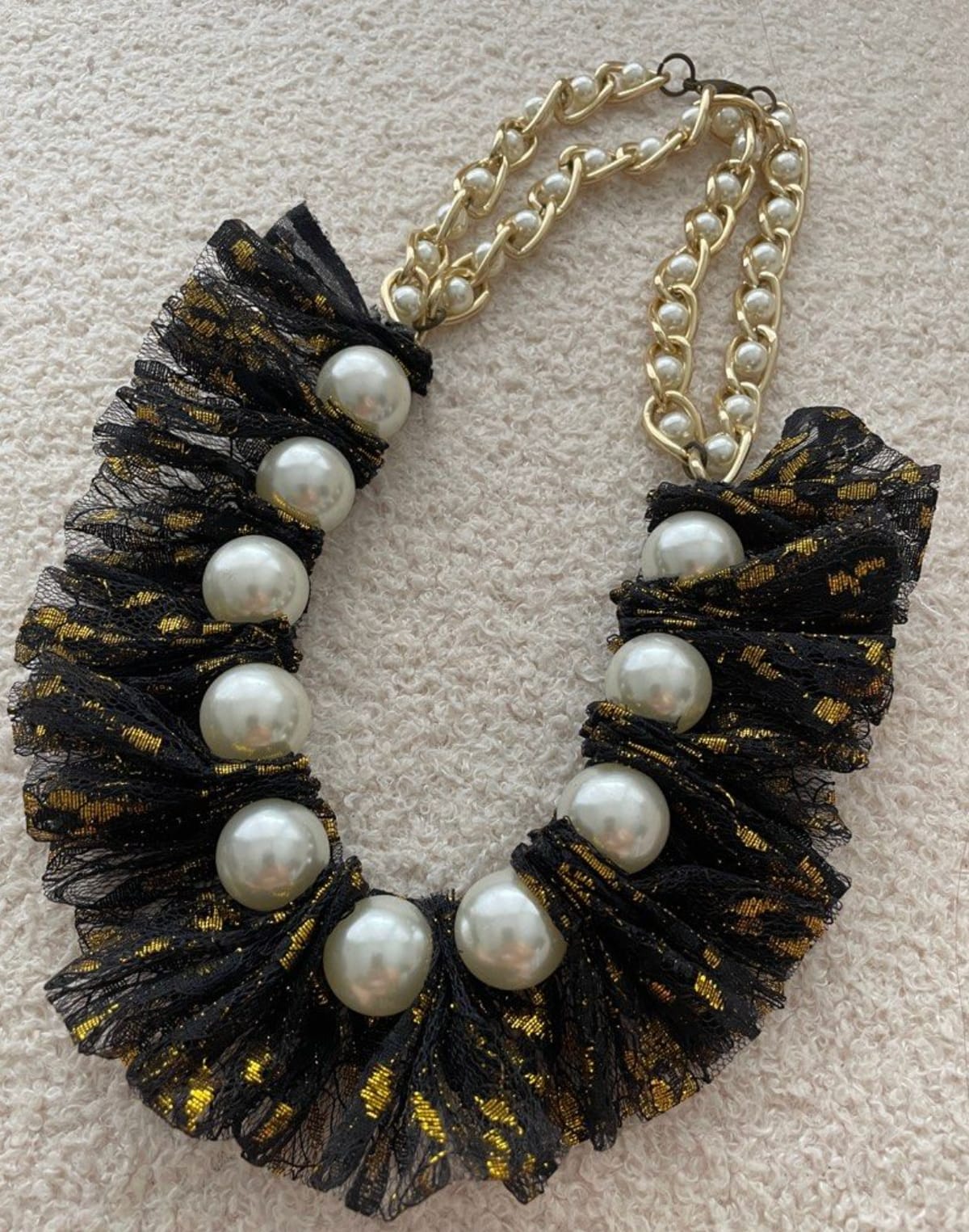 Statement Pearl & Lace Necklace